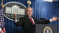 President Bush speaks at a news conference in the Brady Press Briefing Room at the White House. (AP Photo/Charles Dharapak)