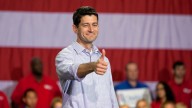 Republican vice presidential candidate Rep. Paul Ryan, R-Wis., gives a thumbs-up at a rally. August 2012. (AP Photo/Jason E. Miczek)