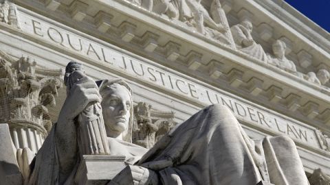 A detail of the West Facade of the U.S. Supreme Court is seen in Washington. March 2011. (AP Photo/J. Scott Applewhite, File)