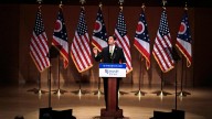 Republican vice presidential candidate Rep. Paul Ryan, R-Wis. gestures while speaking about upward mobility and the economy during a campaign rally at the Walter B. Waetjen Auditorium at Cleveland State University. October 2012. (AP Photo/Tony Dejak)