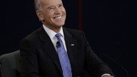 Vice President Joe Biden reacts to a question during the vice presidential debate at Centre College in Danville, Ky. October 2012 (AP Photo/Charlie Neibergall)