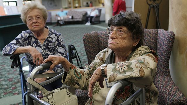 Marie Arrasate, left, and Joan McGarr discuss the Social Security payment during an interview Thursday, Oct. 15, 2009 at the Southwest Focal Senior Center in Pembroke Pines, Fla. There will be no cost-of-living increase for more than 50 million Social Security recipients next year, the first year without a raise since automatic adjustments were adopted in 1975. (AP Photo/J Pat Carter)