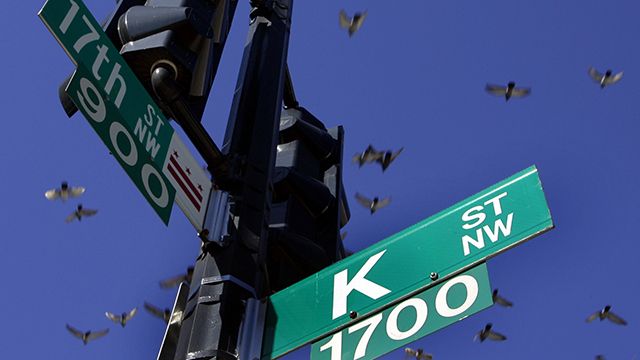 K Street has long been invoked as shorthand for moneyed lobbyists who ply influence in the city. (AP Photo/Charles Dharapak, File)
