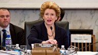 Senate Agriculture Committee Chair Sen. Debbie Stabenow, D-Mich. speaks on Capitol Hill in Washington, Tuesday, May 14, 2013, during the committee's hearing on the Farm Bill, officially known as the Agriculture Reform, Food and Jobs Act of 2013. (AP Photo/J. Scott Applewhite)