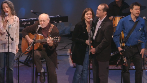 Peter Yarrow and the Wheelers perform with other musicians in a concert to remember the victims of the Sandy Hook shooting.