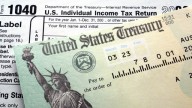 Photo of tax return and US treasury check