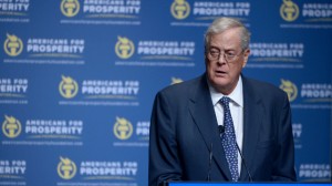 Americans for Prosperity Foundation Chairman David Koch addresses attendees of the Defending the American Dream Summit in Orlando, Fla., Friday, Aug. 30, 2013.(AP Photo/Phelan M. Ebenhack)