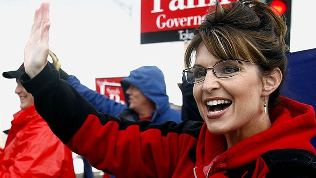 Sarah Palin campaigning at Anchorage, Alaska for the Republican gubernatorial nomination in the primary election Tuesday, August 22, 2006. (AP Photo/Al Grillo)