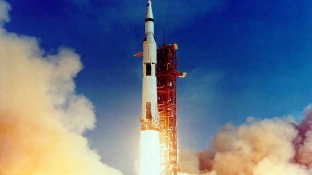 the launch of Apollo 11, the first Lunar landing mission, on July 16, 1969. The massive Saturn V rocket lifted off from NASA's Kennedy Space Center with astronauts Neil A. Armstrong, Michael Collins, and Edwin "Buzz" Aldrin at 9:32 a.m. EDT for the Apollo 11 mission. (Image: Nasa)