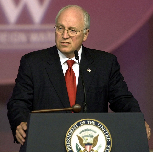 Vice President Dick Cheney speaks to veterans during a national convention of the Veterans of Foreign Wars in Nashville, TN, Aug. 26, 2002. 