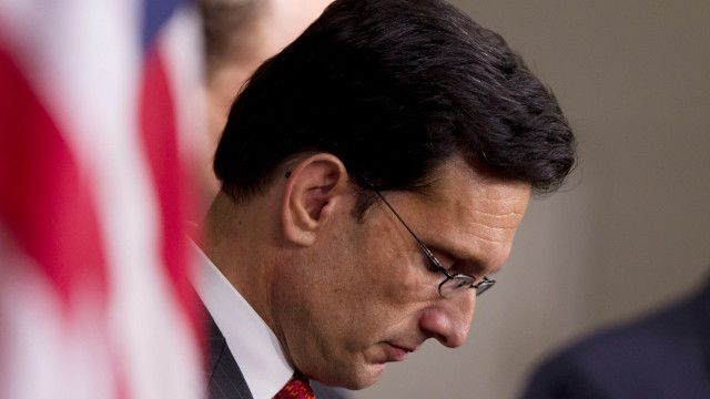 House Majority Leader Rep. Eric Cantor, R-Va., pauses during a news conference on Capitol Hill on Thursday, Dec. 22, 2011 in Washington. (AP Photo/Evan Vucci)