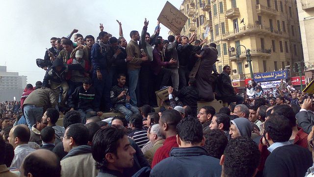 Demonstrators on an army truck in Tahrir Square, Cairo (Flickr)