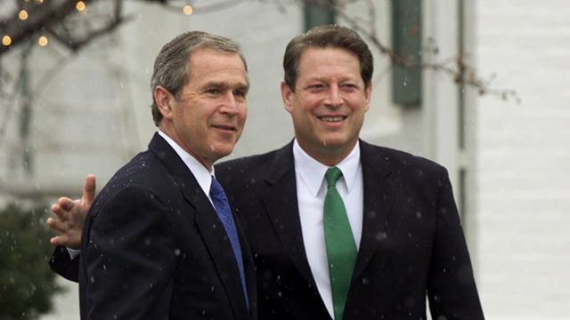 President-elect Bush meets with Vice President Gore at Gore's official residence in Washington, Tuesday, Dec. 19, 2000. (AP Photo/J. Scott Applewhite)