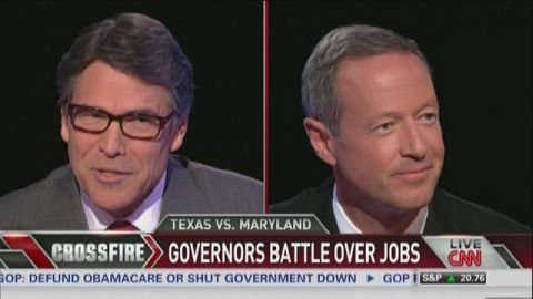 Texas Gov. Rick Perry (R) and Maryland Gov. Martin O'Malley (D) debate fiscal policy on CNN's "Crossfire."