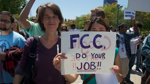 A Net neutrality protest outside Google's California headquarters. Aug. 13, 2010. (Image: Flickr/ Steve Rhodes)