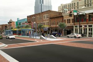 Who’s afraid of a bus lane? Rendering of Nashville BRT station. (Photo: Nashville Public Radio)