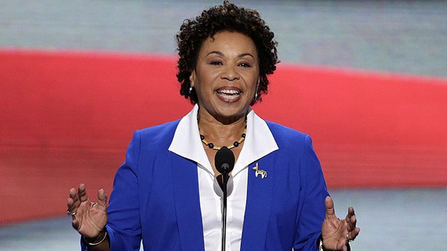 Rep. Barbara Lee of California addresses the Democratic National Convention in Charlotte, N.C., on Tuesday, Sept. 4, 2012. (AP Photo/J. Scott Applewhite)