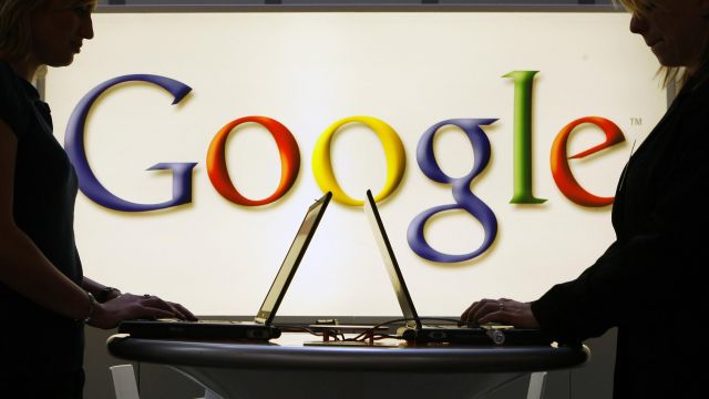 FILE- In this April 17, 2007 file photo, exhibitors of the Google company work on laptop computers in front of an illuminated sign of the Google logo at the industrial fair Hannover Messe in Hanover, Germany. Googles removal of search results in Europe is drawing accusations of press censorship, as stories from some of the continents most prominent news outlets begin vanishing. The U.S. Internet giant said Thursday it is getting 1,000 requests a day to scrub results. The U.S. firm must comply with a May ruling from the European Unions top court that enables citizens to ask for the removal of embarrassing personal information that pops up on a search of their names. Among links to vanish were stories on a soccer referee who resigned after a scandal in 2010, French office workers making post-it art, a couple having sex on a train and a lawyer facing a fraud trial. At least three British media, including the Guardian newspaper and public broadcaster BBC, said Google notified them search results in Europe would not contain some links to their publications.(AP Photo/Jens Meyer, File)