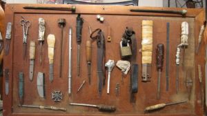 A collection of homemade weapons seized from prisoners. (Image: Darrell Dean Antiques)