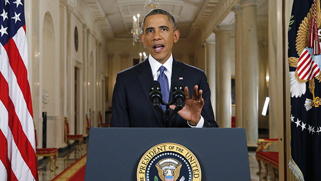 President Barack Obama announces executive actions on immigration during a nationally televised address from the White House in Washington, Thursday, Nov. 20, 2014. (AP Photo/Jim Bourg, Pool)
