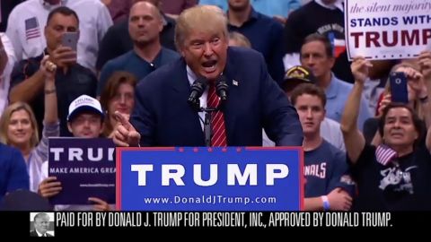 A screenshot from Donald Trump's first official TV advertisement.