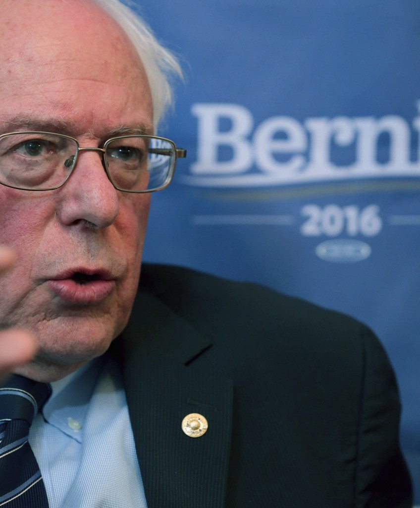Democratic presidential candidate Sen. Bernie Sanders (I-VT) participates in an internet live stream discussion. (Photo by Chip Somodevilla/Getty Images)