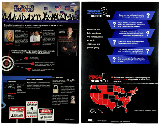 A flyer distributed to members of the State Policy Network, which helps conservative think tanks in 50 states supply legislators with research friendly to their causes.