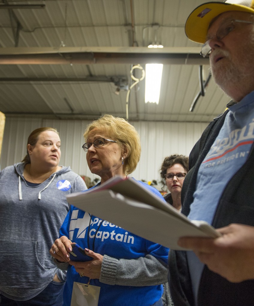 Alan Nelson, a Bernie Sanders caucus chairperson, speaks to undecided voters at a Democratic Party Caucus at Jackson Township Fire Station on February 1, 2016 in Keokuk, Iowa. After months of fierce campaigning, Iowans take the first steps in deciding which candidate will receive their respective party nomination for the US presidency. / AFP / Michael B. Thomas / The erroneous mention[s] appearing in the metadata of this photo by Michael B. Thomas has been modified in AFP systems in the following manner: [Alan Nelson (R), a Bernie Sanders caucus chairperson] instead of [Miike Short (R(, a Hillary Clinton caucus chairperson]. Please immediately remove the erroneous mention[s] from all your online services and delete it (them) from your servers. If you have been authorized by AFP to distribute it (them) to third parties, please ensure that the same actions are carried out by them. Failure to promptly comply with these instructions will entail liability on your part for any continued or post notification usage. Therefore we thank you very much for all your attention and prompt action. We are sorry for the inconvenience this notification may cause and remain at your disposal for any further information you may require. (Photo credit should read MICHAEL B. THOMAS/AFP/Getty Images)