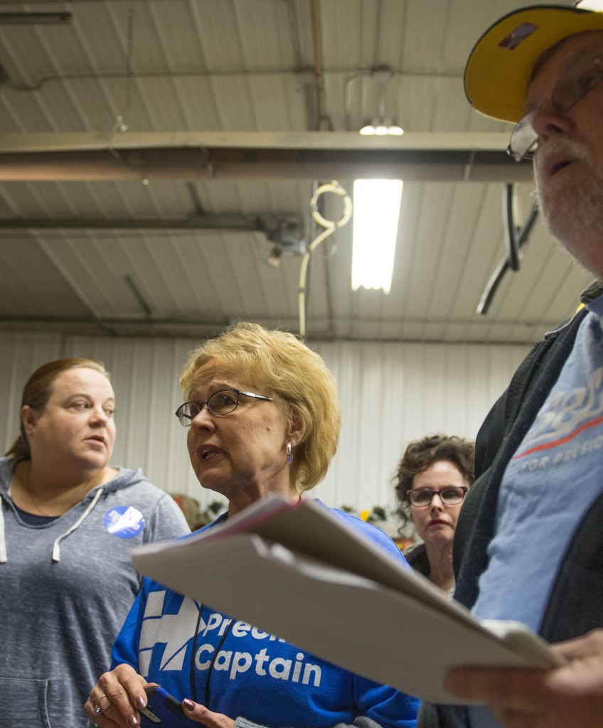 Alan Nelson, a Bernie Sanders caucus chairperson, speaks to undecided voters at a Democratic Party Caucus at Jackson Township Fire Station on February 1, 2016 in Keokuk, Iowa. After months of fierce campaigning, Iowans take the first steps in deciding which candidate will receive their respective party nomination for the US presidency. / AFP / Michael B. Thomas / The erroneous mention[s] appearing in the metadata of this photo by Michael B. Thomas has been modified in AFP systems in the following manner: [Alan Nelson (R), a Bernie Sanders caucus chairperson] instead of [Miike Short (R(, a Hillary Clinton caucus chairperson]. Please immediately remove the erroneous mention[s] from all your online services and delete it (them) from your servers. If you have been authorized by AFP to distribute it (them) to third parties, please ensure that the same actions are carried out by them. Failure to promptly comply with these instructions will entail liability on your part for any continued or post notification usage. Therefore we thank you very much for all your attention and prompt action. We are sorry for the inconvenience this notification may cause and remain at your disposal for any further information you may require. (Photo credit should read MICHAEL B. THOMAS/AFP/Getty Images)