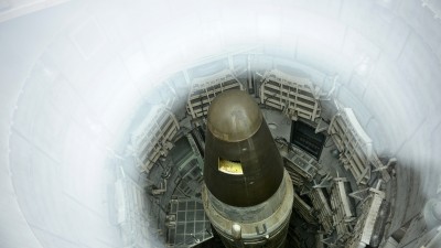 A deactivated Titan II nuclear ICMB is seen in a silo at the Titan Missile Museum on May 12, 2015 in Green Valley, Arizona. The museum is located in a preserved Titan II ICBM launch complex and is devoted to educating visitors about the Cold War and the Titan II missile's contribution as a nuclear deterrent. AFP PHOTO/BRENDAN SMIALOWSKI (Photo credit should read BRENDAN SMIALOWSKI/AFP/Getty Images)