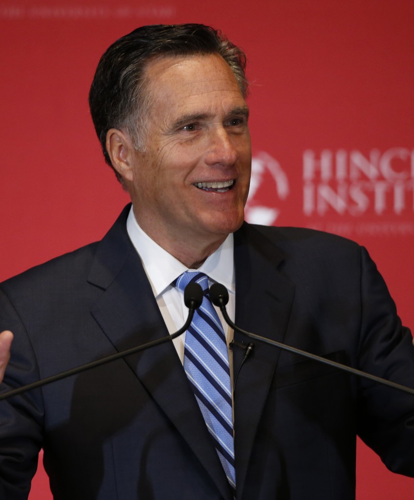 SALT LAKE CITY, UT - MARCH 3: Former Massachusetts Gov. Mitt Romney gives a speech on the state of the Republican party at the Hinckley Institute of Politics on the campus of the University of Utah on March 3, 2016 in Salt Lake City, Utah. Romney spoke about Donald Trump calling him a fraud and arguing against his nomination. (Photo by George Frey/Getty Images)