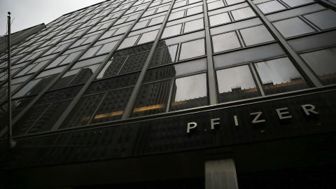Pfizer's corporate headquarters in midtown Manhattan. (Photo by Spencer Platt/Getty Images)