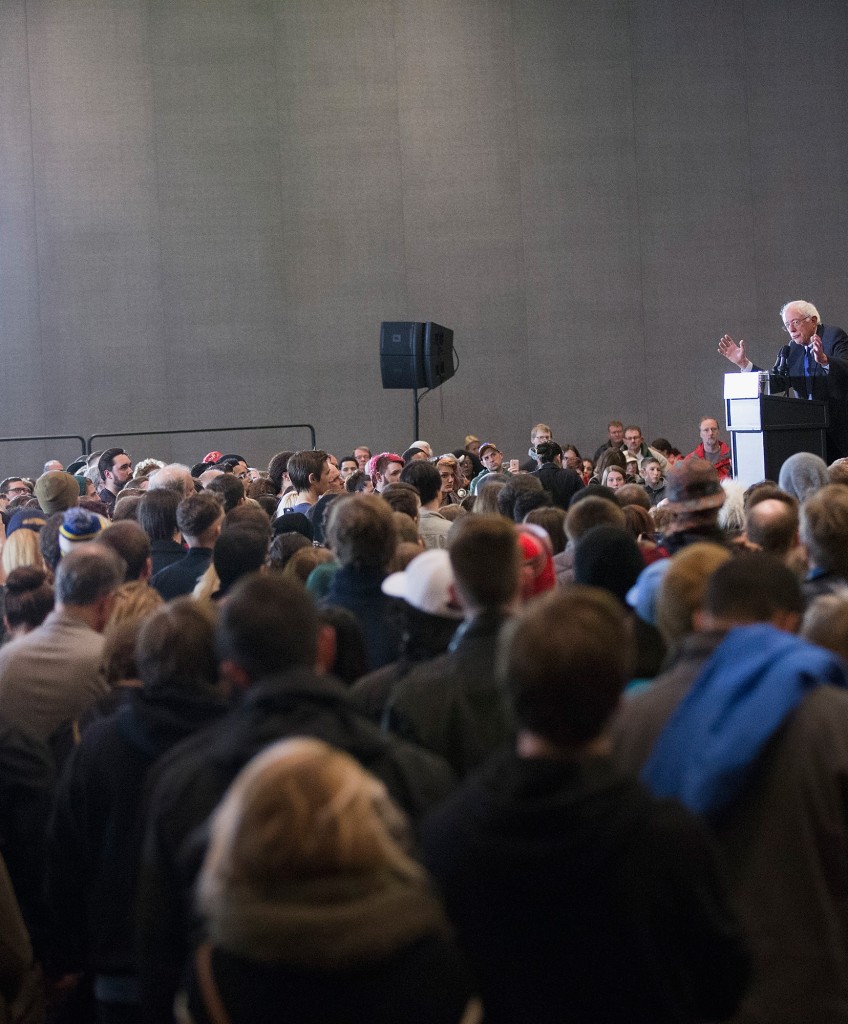 MILWAUKEE, WISCONSIN - APRIL 04: Democratic presidential candidate Senator Bernie Sanders (D-VT) speaks to guests at a campaign rally at the Wisconsin Convention Center on April 4, 2016 in Milwaukee, Wisconsin. Voters in Wisconsin go to the polls tomorrow for the state's primary. (Photo by Scott Olson/Getty Images)