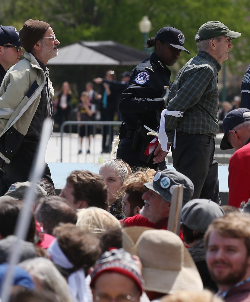 Democracy Spring demonstrators being arrested
