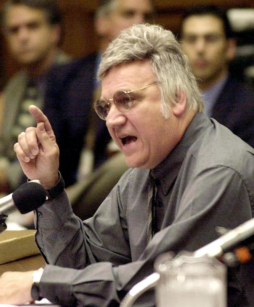Representative James A. Traficant Jr. (D-OH) testifying before the House Ethics Committee on Capitol Hill in Washington DC on July 15, 2002. (JOYCE NALTCHAYAN/AFP/Getty Images)