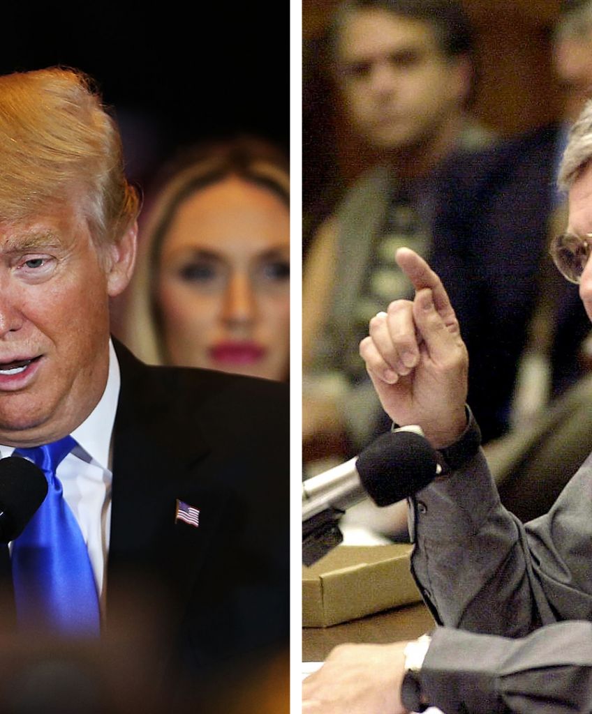 Donald Trump and James Traficant. (Left: Spencer Platt/Getty Images; Right: Joyce Naltchayan/AFP/Getty Images)