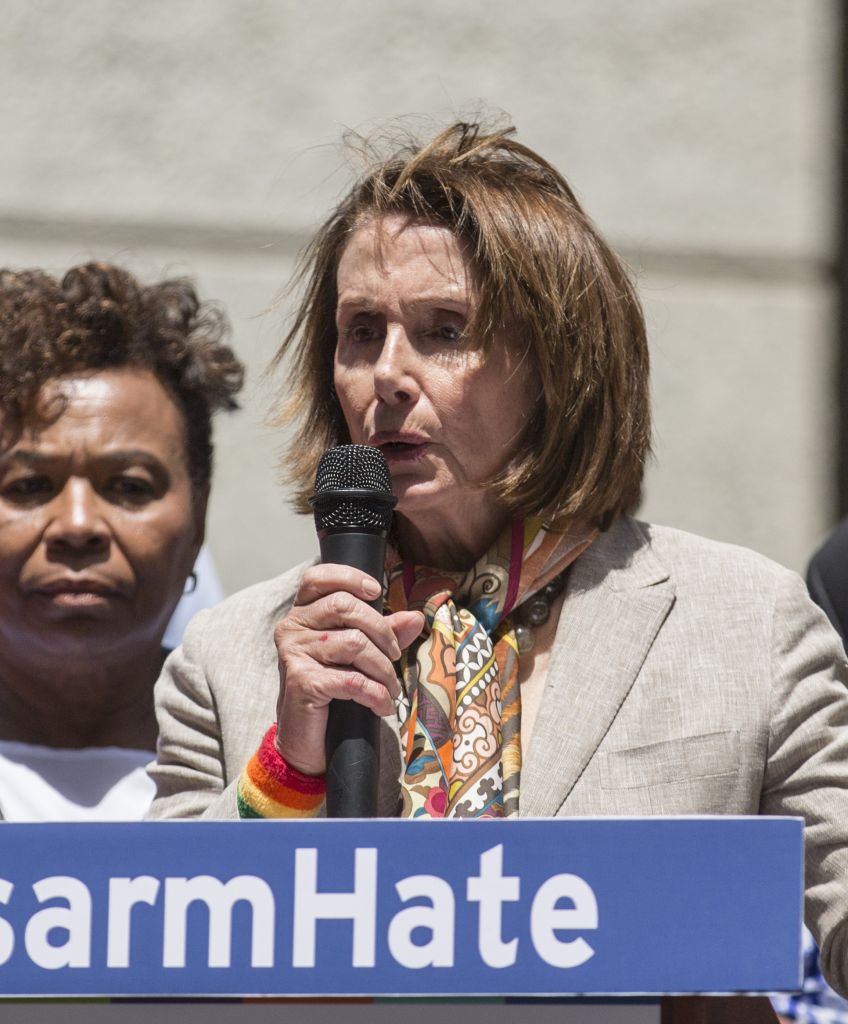 Democratic Leader Nancy Pelosi at a press conference on June 29 in San Francisco calling on Congress to hold a vote on new gun control measures. (Photo by Andrew Burton/Getty Images)