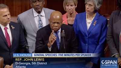 "Do we have the raw courage to make at least a down payment on ending gun violence in America?" asked Rep. John Lewis (D-GA) as he led a sit-in on the floor of the House of Representatives on Wednesday, June 22. (Screen grab)