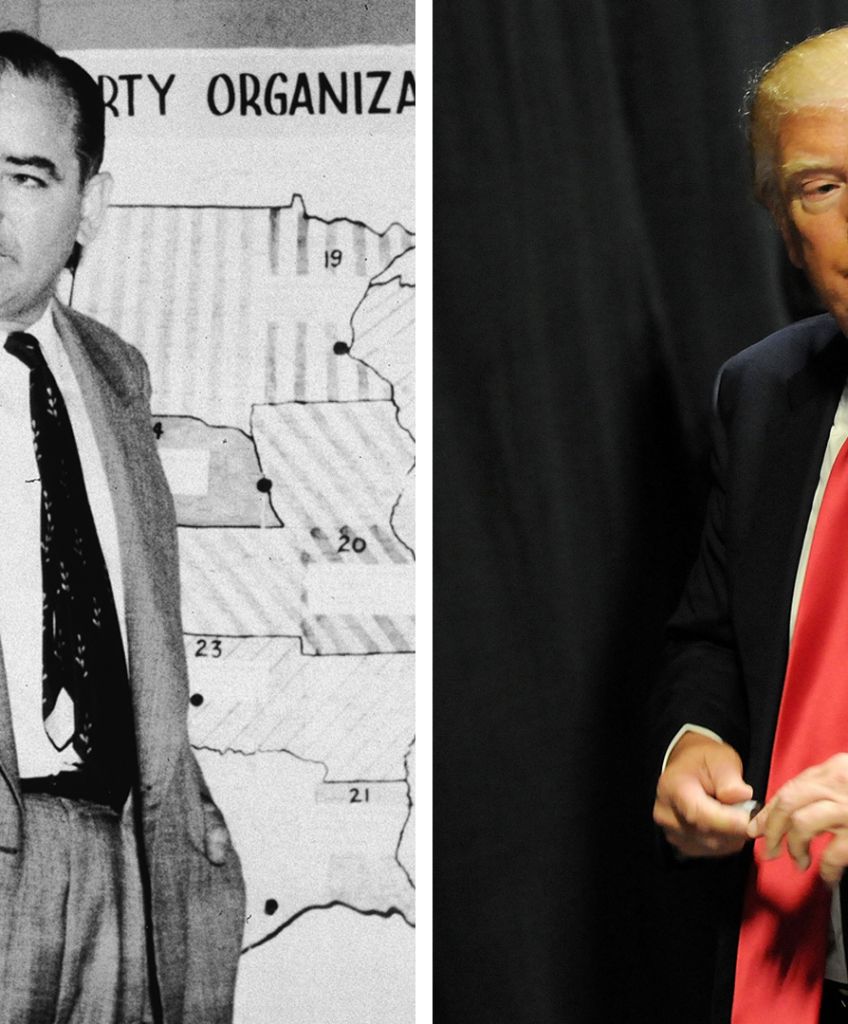 Right: Joseph McCarthy (Photo by Getty Images); Left: Donald Trump (Photo by Gerardo Mora/Getty Images)