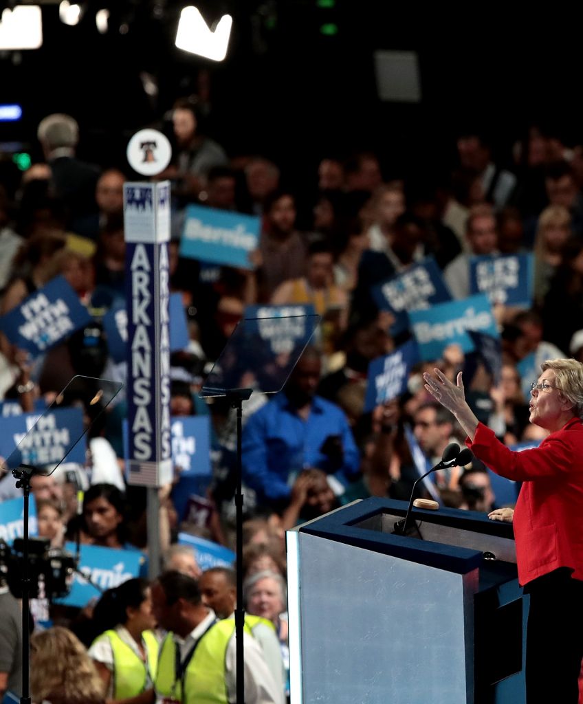 Sen. Elizabeth Warren (D-MA) delivers the keynote address on the first day of the Democratic National Convention in Philadelphia, Pennsylvania (Photo by Drew Angerer/Getty Images)