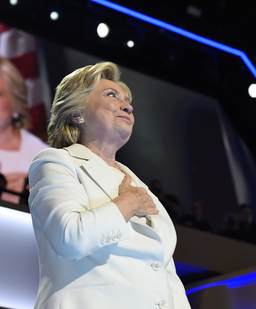 Hillary Clinton addresses the Democratic National Convention in Philadelphia on Thursday, July 28, 2016. (Photo by Michael Robinson Chavez/The Washington Post via Getty Images)