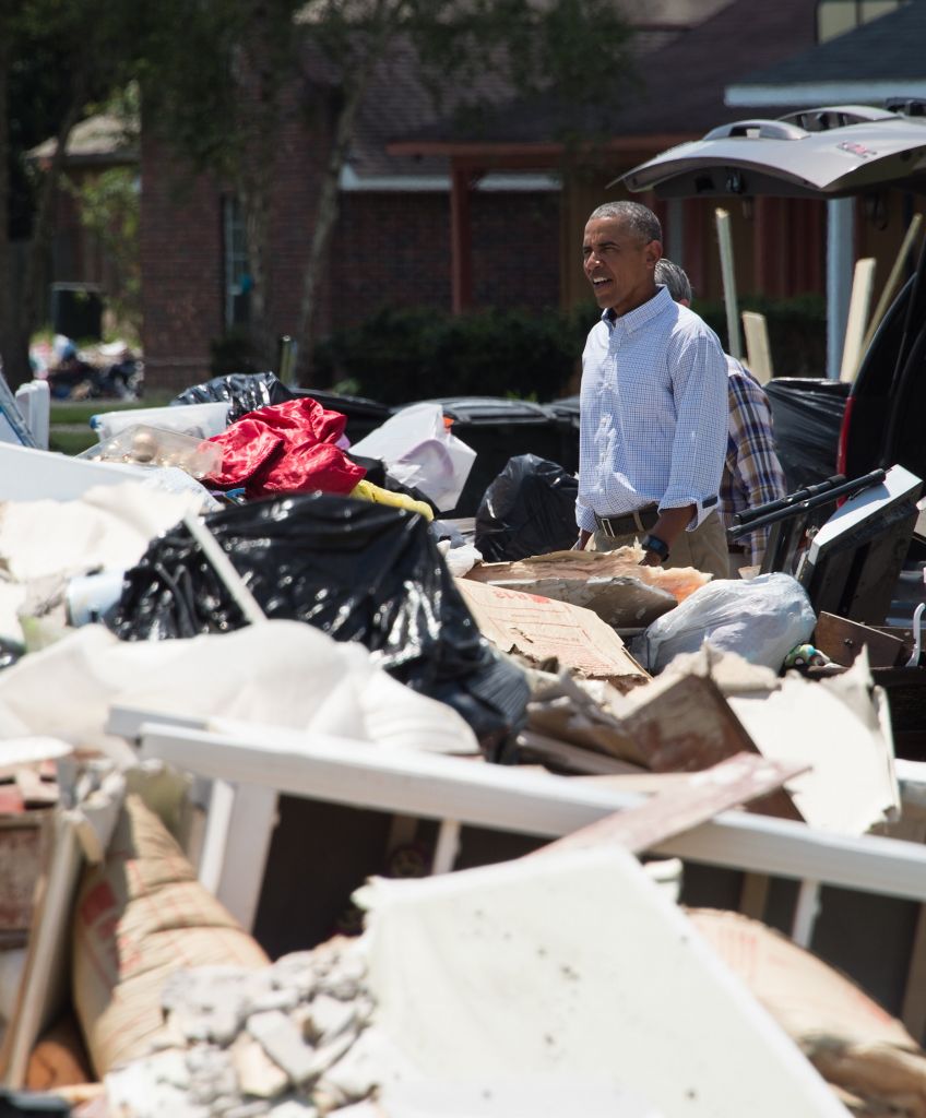 President Barack Obama visited flood-stricken Louisiana Tuesday, offering support to devastated communities. (Photo: Nicholas Kamm/AFP/Getty Images)