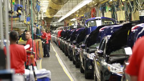 The 2012 Ford Focus moves down the assembly line during the launch of the small car at the Ford Motor Co. Michigan Assembly Plant in Wayne, Michigan, in 2011. Ford announced plans to move all of its small car production to Mexico. (Photo by Jeff Kowalsky/Bloomberg via Getty Images)