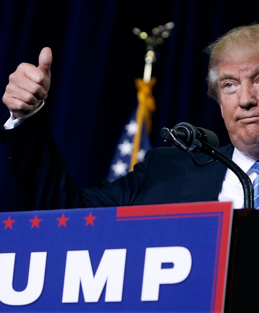 Republican presidential nominee Donald Trump gives a thumbs up to the crowd during a campaign rally on August 31, 2016, in Phoenix, Arizona. (Photo by Ralph Freso/Getty Images)