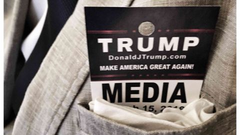 Media credential for the campaign of Donald Trump.