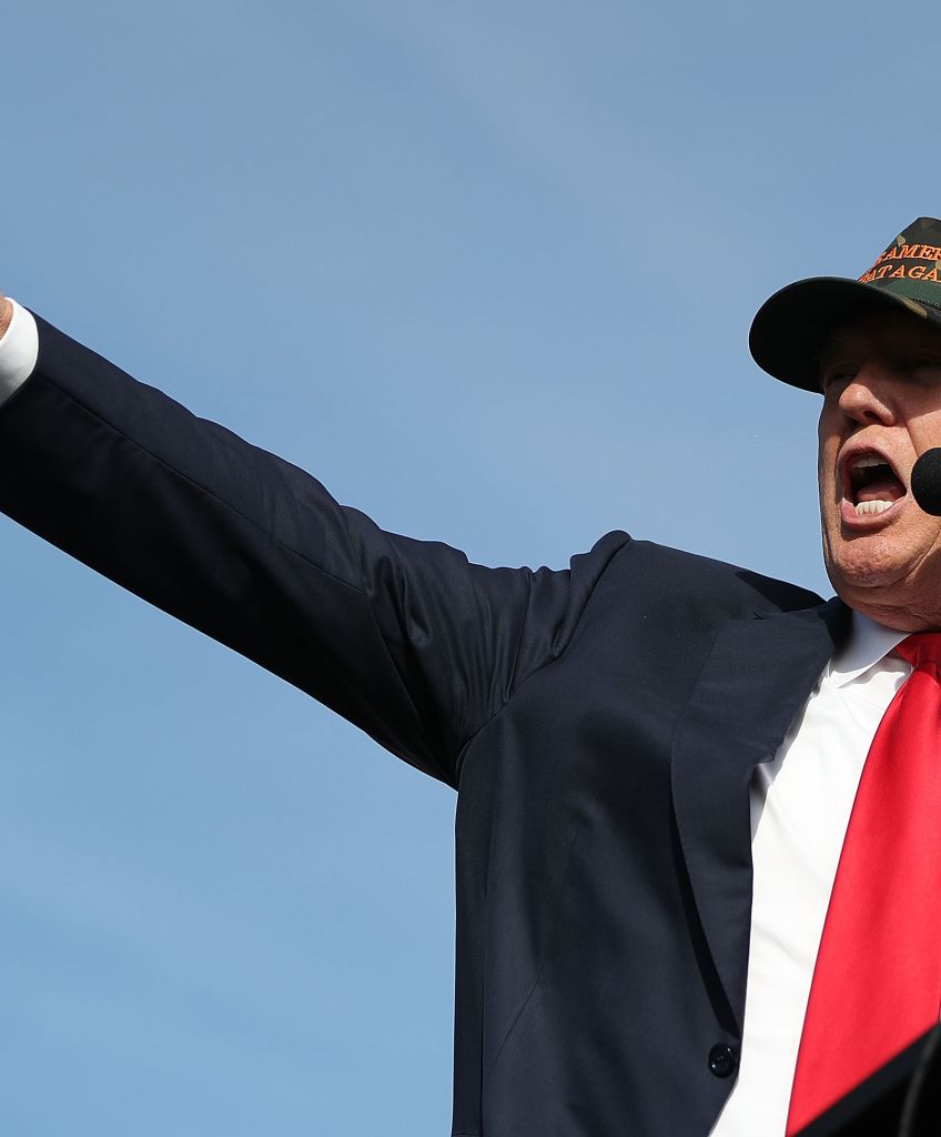 Donald Trump speaks during a campaign rally at Orlando Sanford International Airport on October 25, 2016 in Sanford, Florida. (Photo by Joe Raedle/Getty Images)