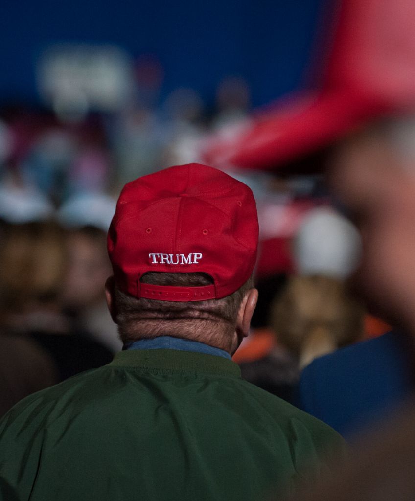 Supporters listen to Republican presidential nominee Donald Trump speak at a campaign rally on Oct. 27, 2016, at the Spire Institute in Geneva, Ohio. (Photo by Jeff Swensen/Getty Images)