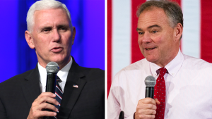Republican vice presidential candidate Mike Pence (left) and Democratic vice presidential candidate Tim Kaine (right). (Left: Gage Skidmore/Flickr cc 2.0; Right: iprimages/Flickr cc 2.0)