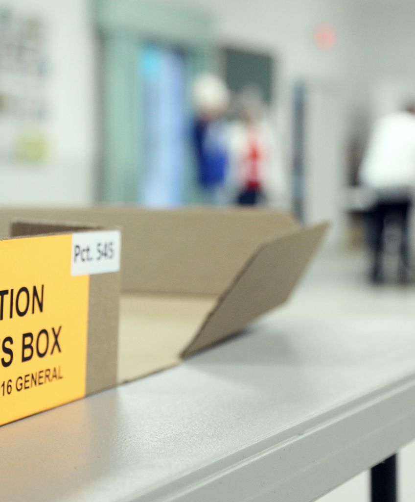 Ballot boxes before voting starts inside a polling station in Christmas, Florida on November 8, 2016. (GREGG NEWTON/AFP/Getty Images)