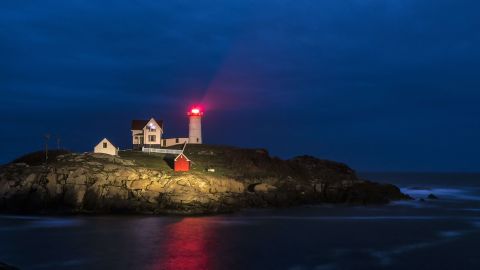 Nubble Lighthouse at night